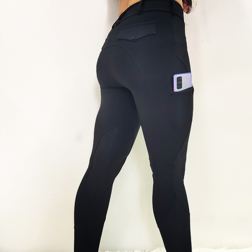 Black Western Equestrian Breeches Knee Patch Female