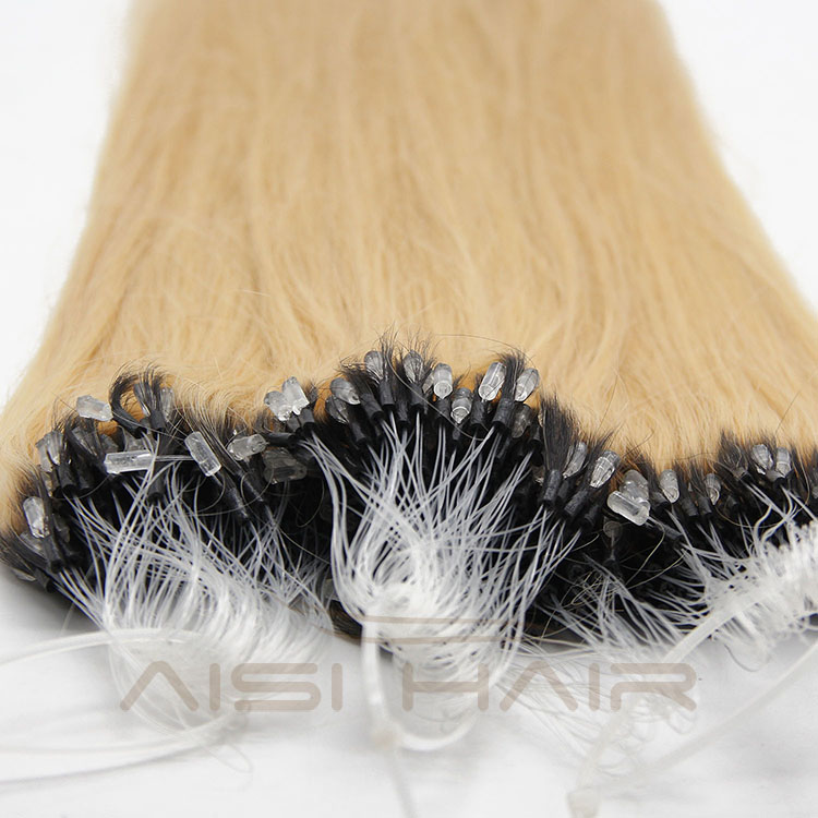 Aisi Hair 8A Grade Cheap Price Keratin Blonde 613 Malaysia Hair  Micro Loop Ring Human Hair Extension for Sale