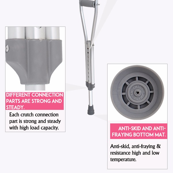 Folding lightweight stainless disabled under arm crutches