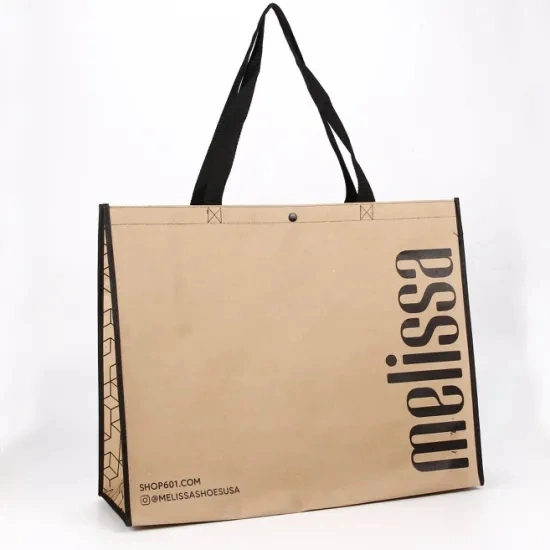 Brown Kraft Paper Laminated Non Woven Gift Packaging Carrier Tote Shopping Bags