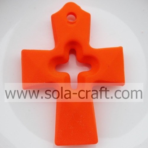 Mix Colors Hollow Heart Rubberized Cross Imitation Beads for Accessories of Necklace