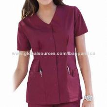Solid Color Three-pocket Snap Front Women's Hospital Nurse Tunic