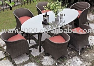 patio garden aluminum pe wicker dining table and chairs