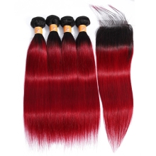 Xuchang Factory price 1b/burg virgin hair bundles with closures and frontals, ombre hair bundles