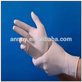 Lightly powder latex exam gloves