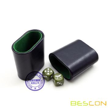 BESCON DICE Lined Leatherette Oval Backgammon Dice Cup