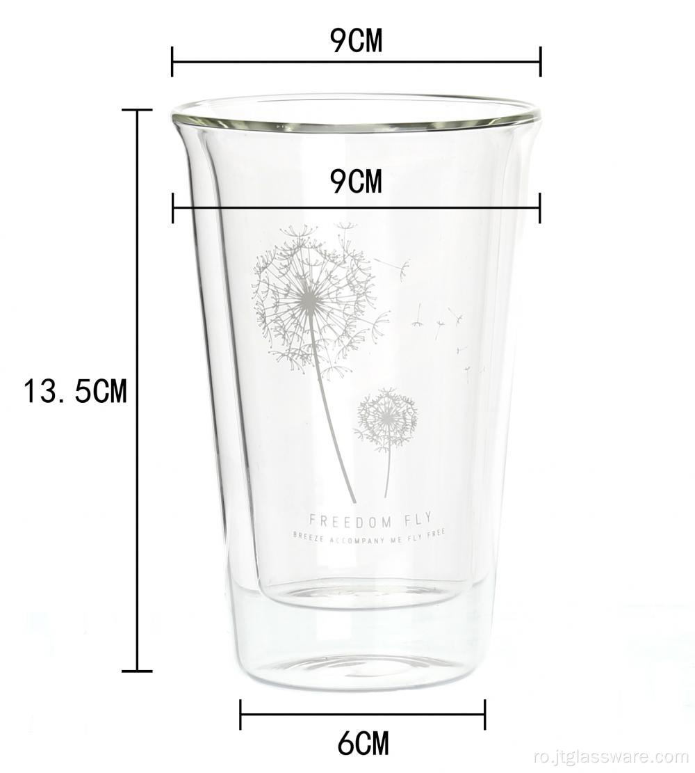 Căni de sticlă transparentă cu mâner