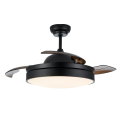 3-Blades Black Modern Retractable Ceiling Fan with Light