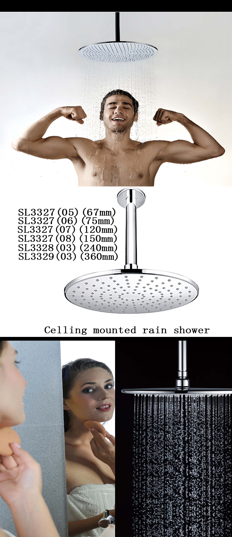 Brass shower head rain shower rainfall shower head