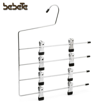 4-Tier Metal Chrome Hanger with Movable Clips