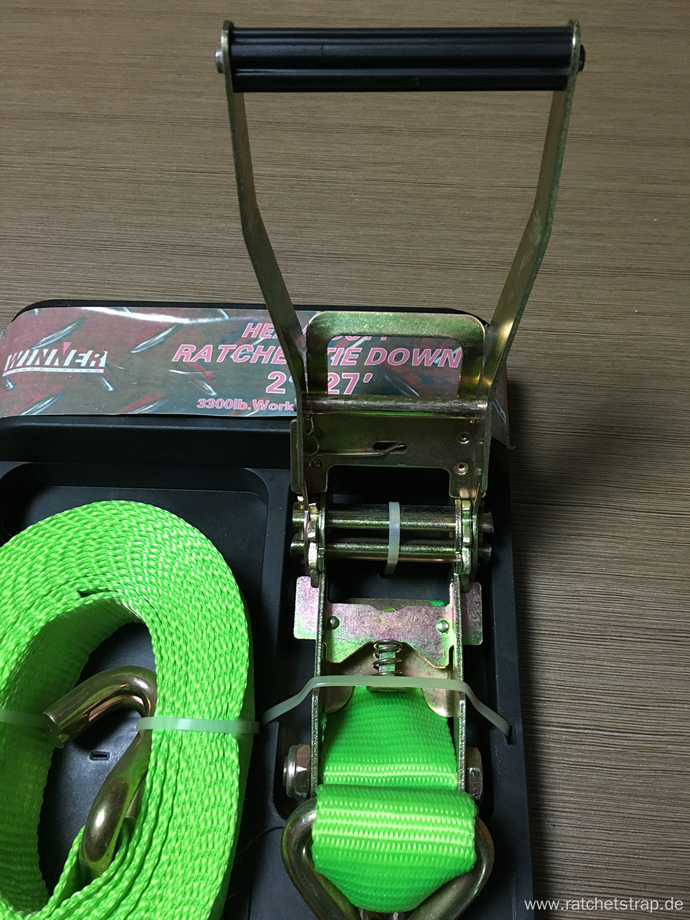 50mm Green Ratchet Tie Down Lashing Strap with Zinc Plating Surface