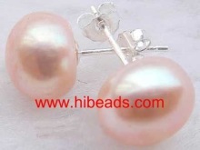 Flat freshwater 8.5-9mm purple pearl earrings FPE0011