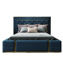 Leather bed modern light luxury bed with storage