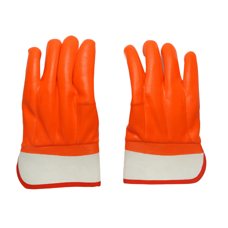 Fluorescent Orange PVC Safety Cuff Gloves