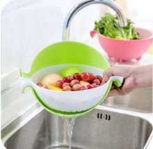 Multi-functional Plastic 2 in 1 Sink strainer Basket with lid plastic basket with handle