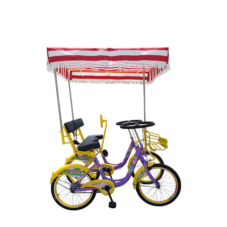 Factory price surrey bicycle for 2 person/2 seats surrey bikes in park for rental/tandem bike in bicycle hot sell
