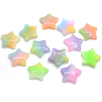 New Gradient Colorful Star Shaped Resin Cabochon Flat Back Beads DIY Items For Kids Phone Shell Ornaments