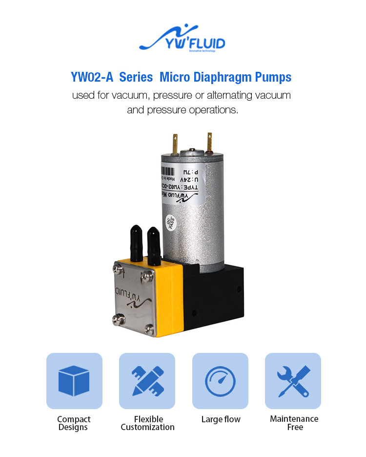 ywfluid 12v/24v micro/mini diaphragm air pump with dc motor used for liquid dosing