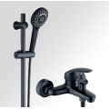 El duş musluğu ile siyah pirinç banyo duvara monte banyo musluğu dayanıklı su musluğu mikser tuvalet musluğu