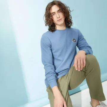 Mens Pullover Waffle Sweatshirts Top