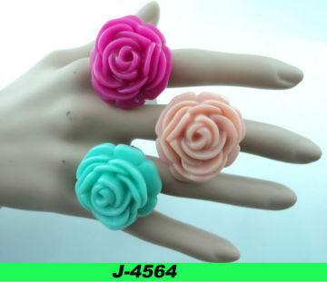 fashion rose resin ring, cheap flower ring, cute flower ring