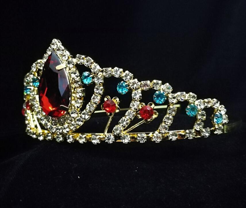 Big Red Stone Birthday Crown Tiaras For Children