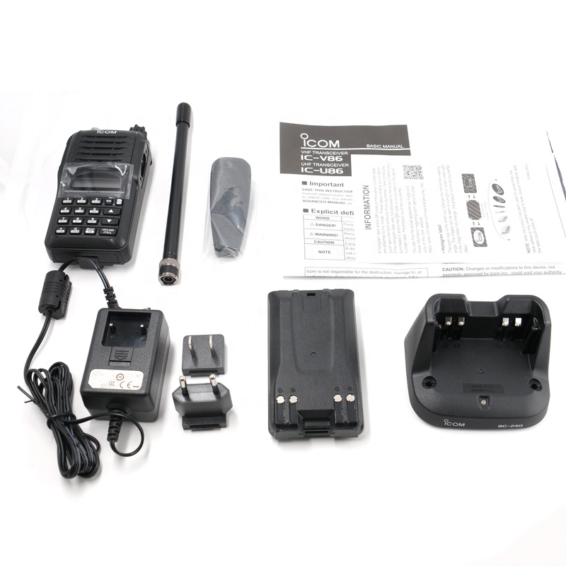 Original Icom IC-V86 7W HAM Vhf UHF Two Way Radio IP54 200 Channels Walkie Talkie