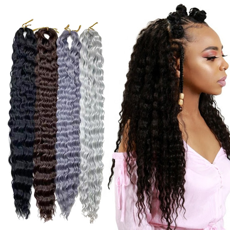 30 inch Synthetic Long Deep Wave Twist Crochet Braid Hair Extension Soft Natural Curly Deep Wavy Braiding Hair