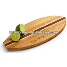 Stripe Surfboard Shaped Bamboo Cutting Board board with LFGB,FDA