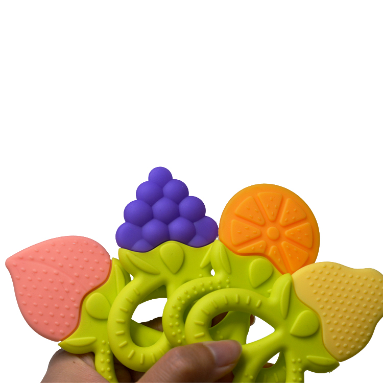 BPA Free Silicone Fruit Baby Teether Toy Infant Sore Gums Pain Relief
