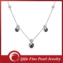 Cultured Pearl Necklace 0.196ct tw Diamond 925 Sterling Silver