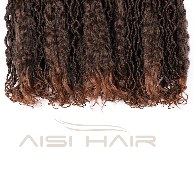 Aisi Hair 20 Inch Ombre Brown Faux Locs Crochet Braids Hair Faux Locks Synthetic Braids Hairpieces Extensions For Black Women