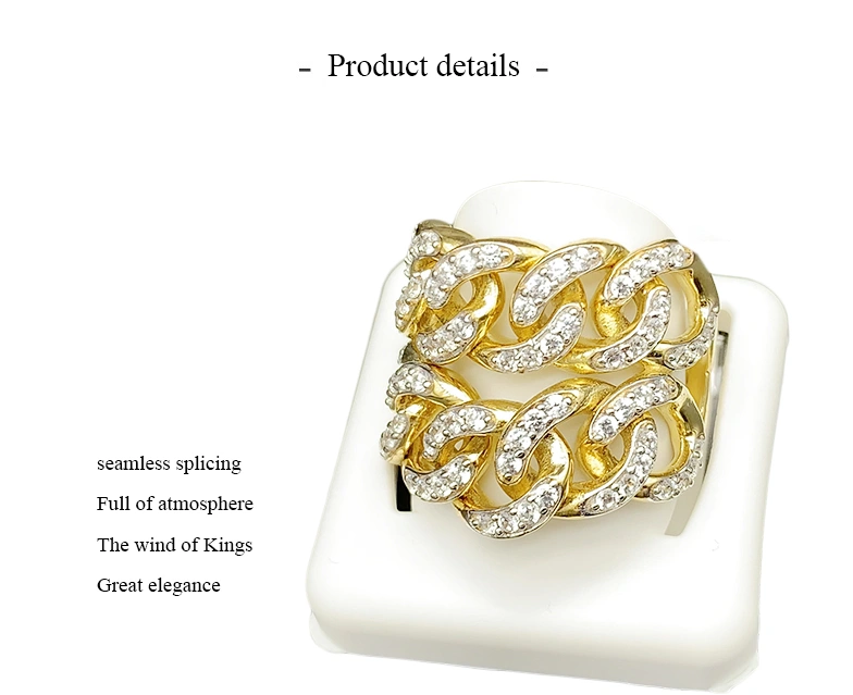 Hiphop Gold-Plated Rhinestone Ring for Men