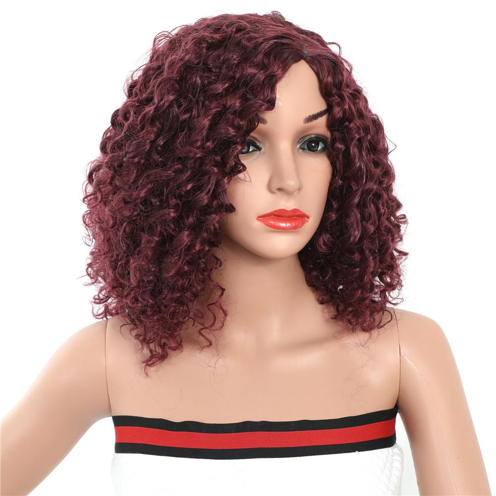 MYZYR own brand synthetic wig cheap heat-resistant synthetic wig three colorssynthetic curly hair wigFuchsia