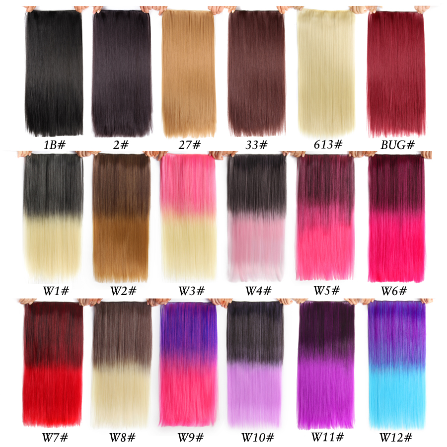 Alileader Best Multi Color Straight Long Fluffy Wigs 5 Clips Heat Resistant Synthetic Hair Wigs