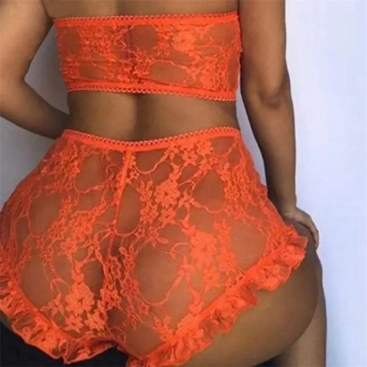 Factory Wholesale Plus Size Transparent Design Womens Sexy Clubwear 2 Two Piece Shorts Set