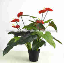 SJ030818 artificial green anthurium andraeanu foliage plants