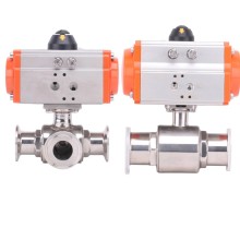 Quick Ship 3 Way Pneumatic Sanitary Stainless Steel Ball Valve - ANSI JIS Compliant