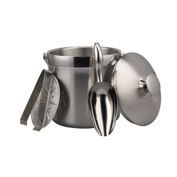 Double-Wall Stainless Steel Ice Bucket Set