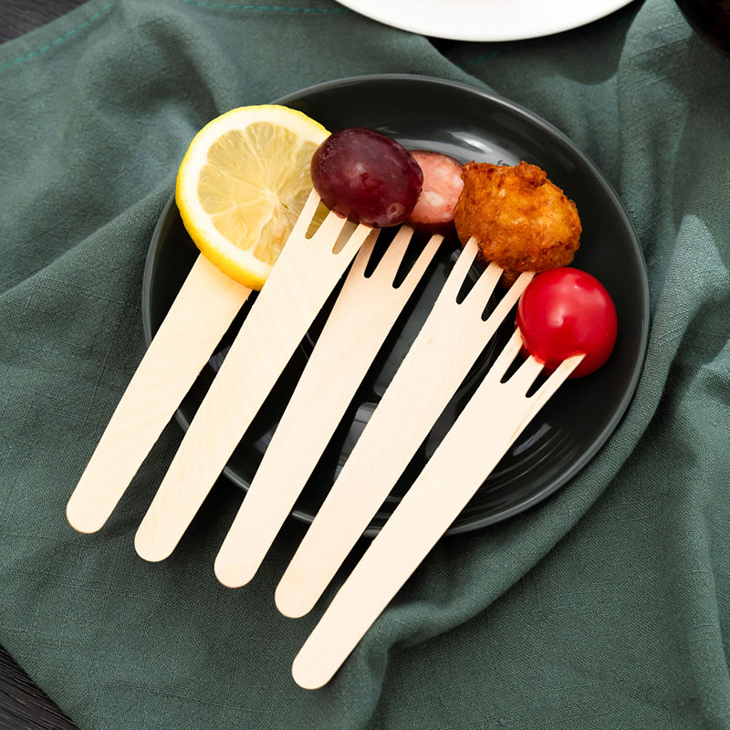 Bulk Sale Biodegradable Disposable Mini Wooden Fruit Fork Picks