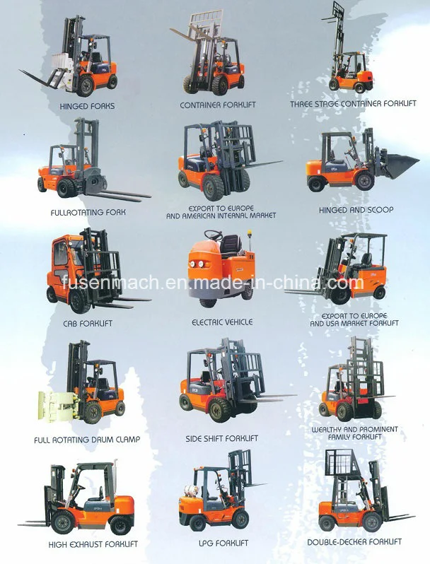 Forklift with Hinged and Scoop Bucket, Hinged Forks, Hinged Broke Handler