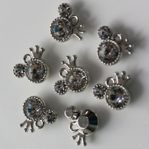 Rhinestone Small Mouse Head Charm Pendants Jewelry Making Handmade DIY Accessories