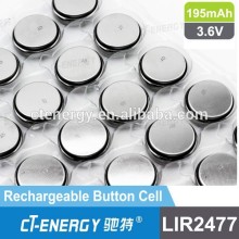 LIR2477 li ion battery rechargeable button cells 3.6V
