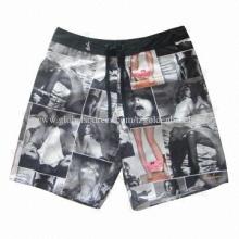 Board shorts, polyester microfiber, photo printing