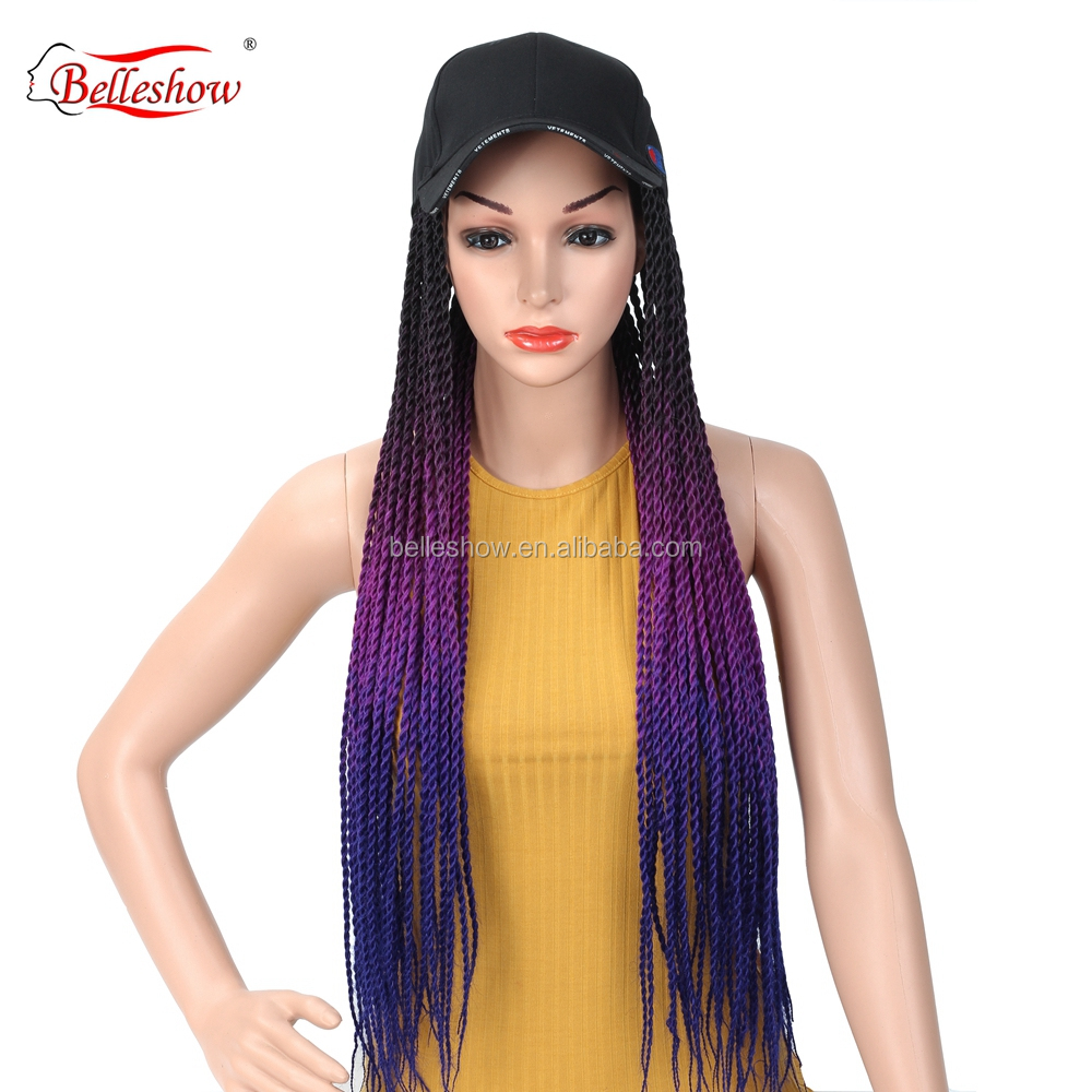 Hot sell 24 inch ombre synthetic braiding hair crochet braid hair ombre senegalese twist hair black basketball hat wig