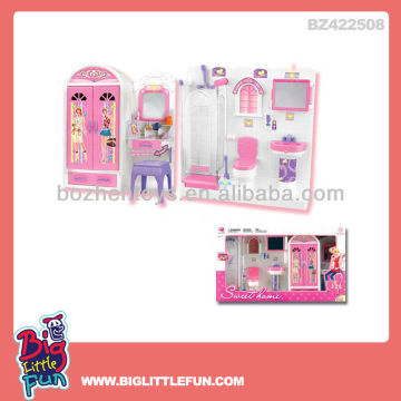 Plastic mini toy doll house furniture bathroom toy