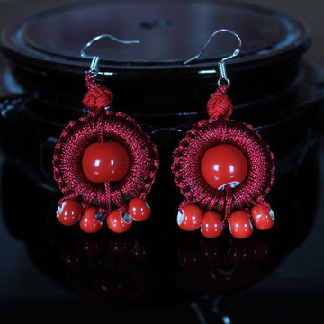 Retro Silver Hook Earring Ceramics Beads Thread Earrings