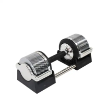 Stainless Steel Round Dumbbells 32kg Chromed Adjustable Dumbbell Set