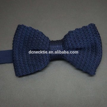 solid navy handmade knitted bow tie
