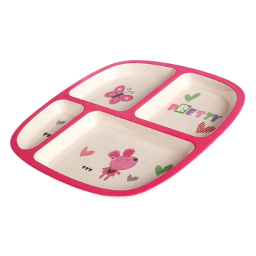 square biodegradable bamboo fiber dinnerware suction dishes dinner plate for kids